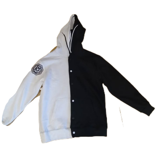 BLACK AND WHITE SPLIT HOODIE